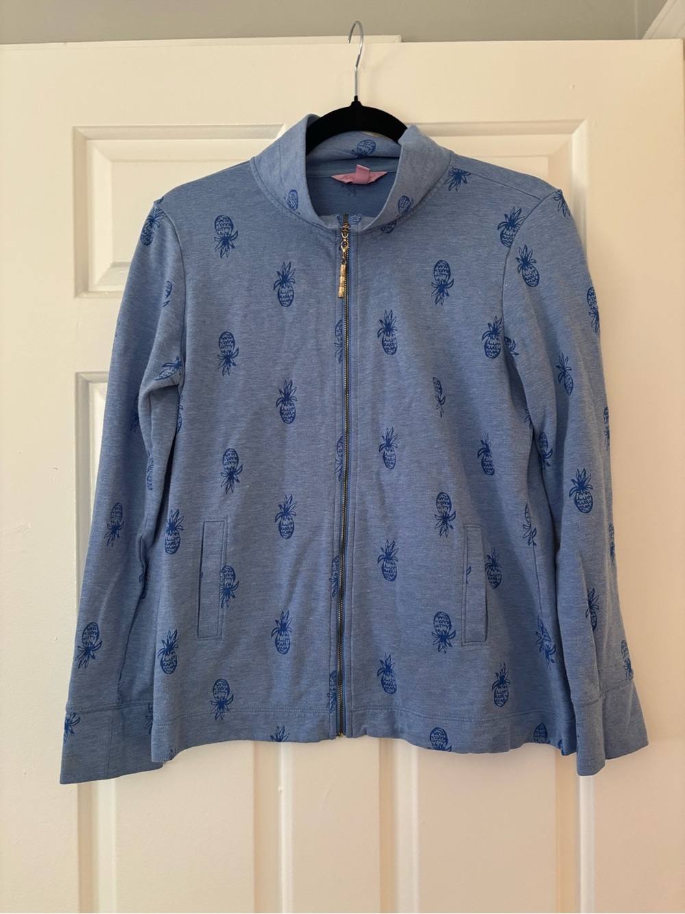 Lilly Pulitzer Pineapple Print Full Zip Jacket - Blue - Size Small